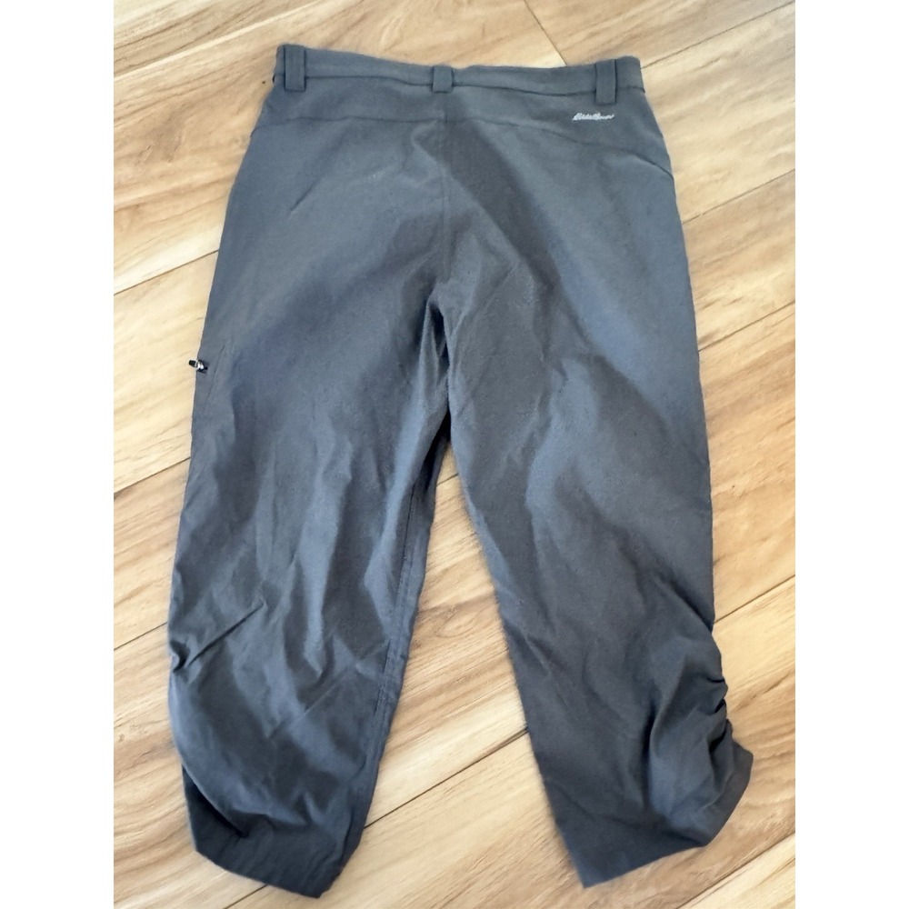 Eddie Bauer Pants Womens 10 Gray Cropped Ruched Hem Nylon Outdoor Casual